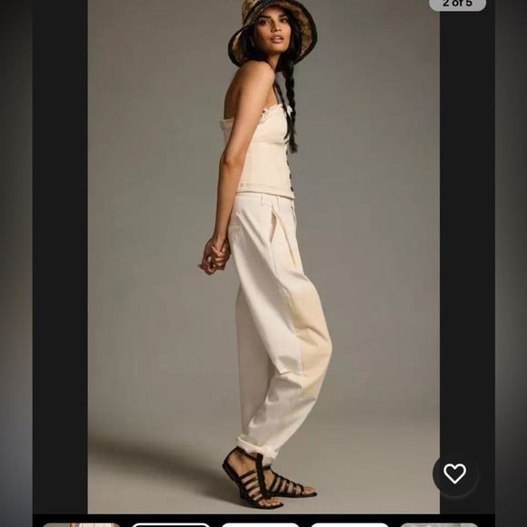 Anthropologie Pilcro Rolled Hem boho
Utility Beige Patch Chinos Barrel Pants 30 - Picture 2 of 8